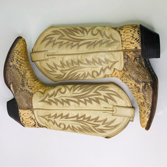 JUSTIN Women's Boots sz 6 B Tall Boots Western Cowboy Classic Leather Snake Skin - Picture 5 of 10